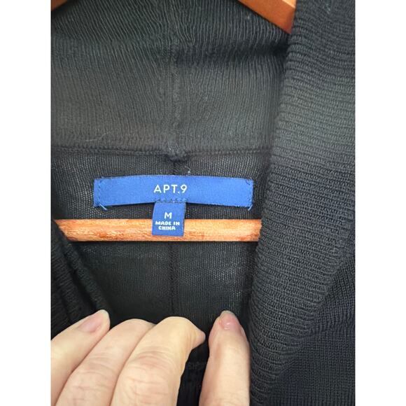 Apt 9 Medium Black White Asymmetrical Striped Turtleneck Tunic Knit Sweater - Picture 5 of 10